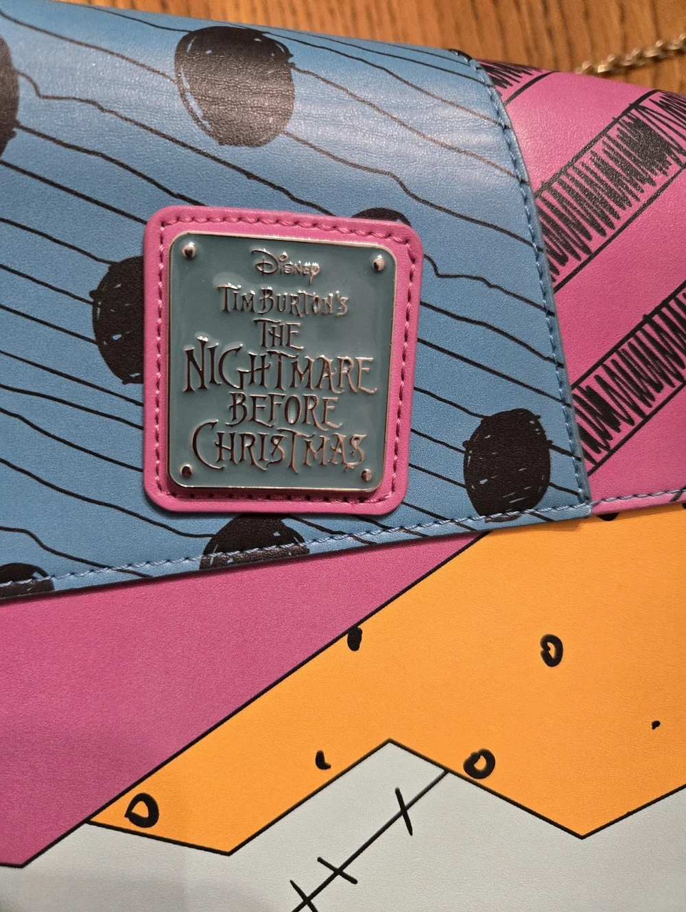 Loungefly Patchwork Crossbody Bag in Light Blue, Purple, Orange - Picture 3 of 8